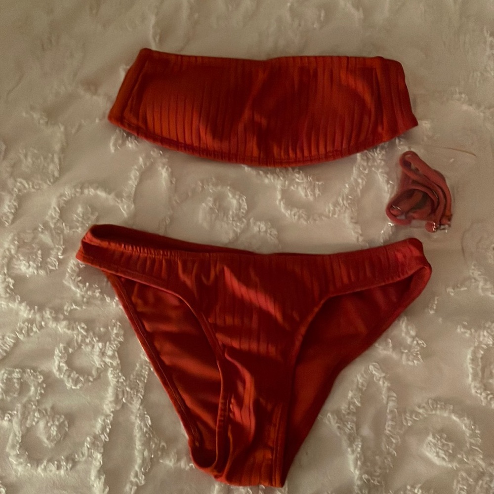 NWOT Orange strapless two piece bathing suit
